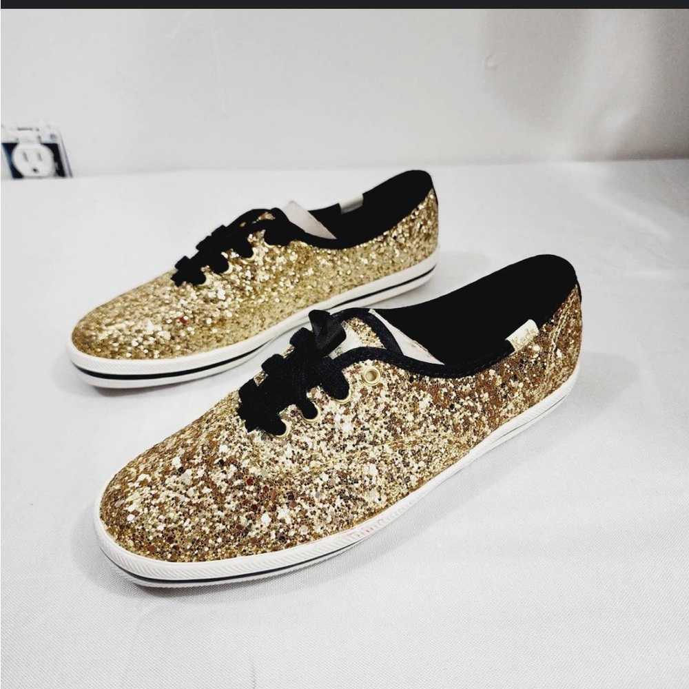 Kate Spade Glittering Gold Lace-Up Keds Shoes - Picture 1 of 10